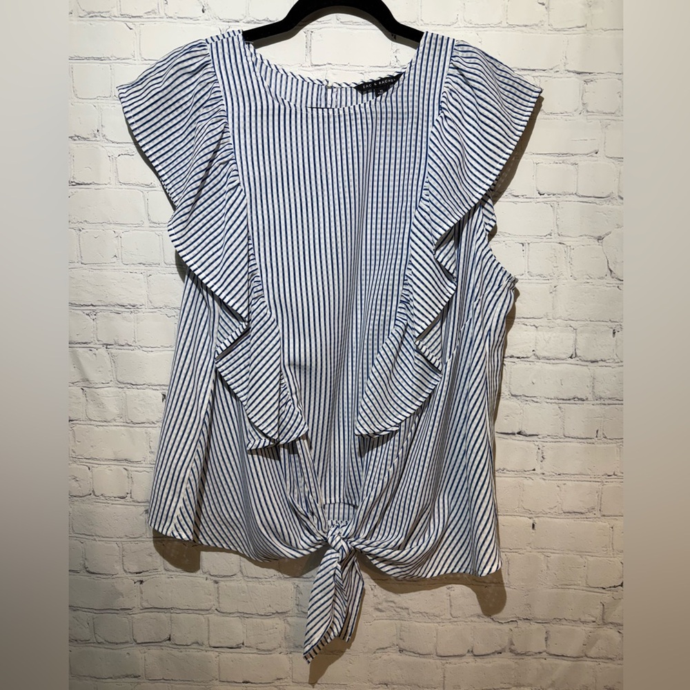 Zac & Rachel size XL pullover sleeveless white with blue stripes top
